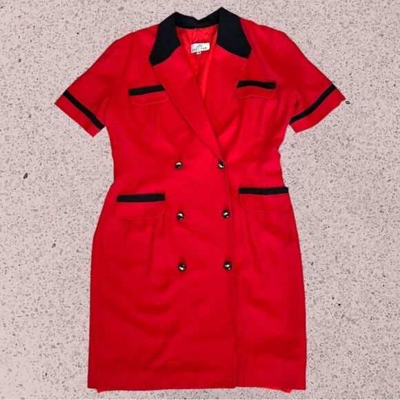 Vintage Dresses & Skirts - 80s vintage Lori Ann red blazer dress